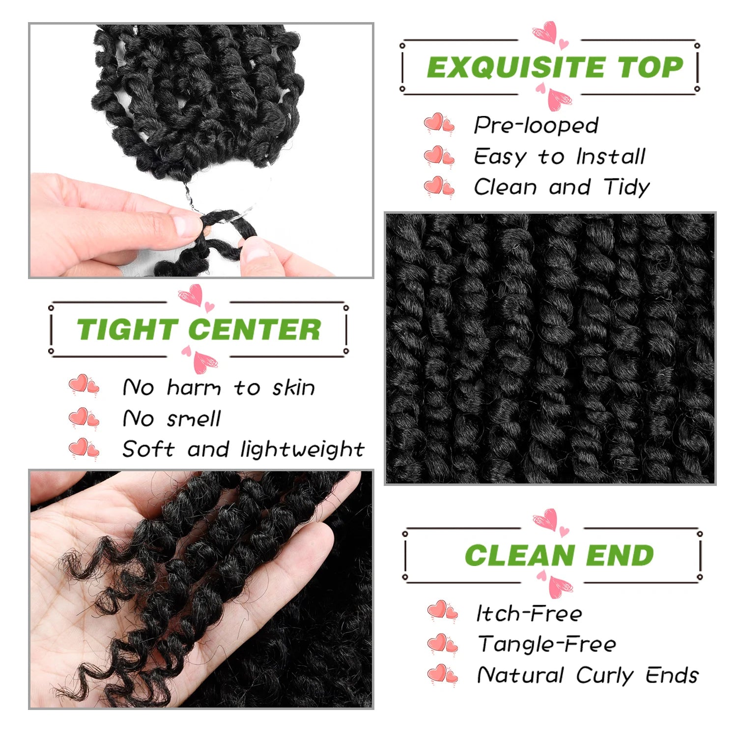 18 Inch Synthetic Passion Twists Crochet Hair 12Roots/lot Pre-looped and Pre-Twisted Crochet Braid Hair Extensions for Women