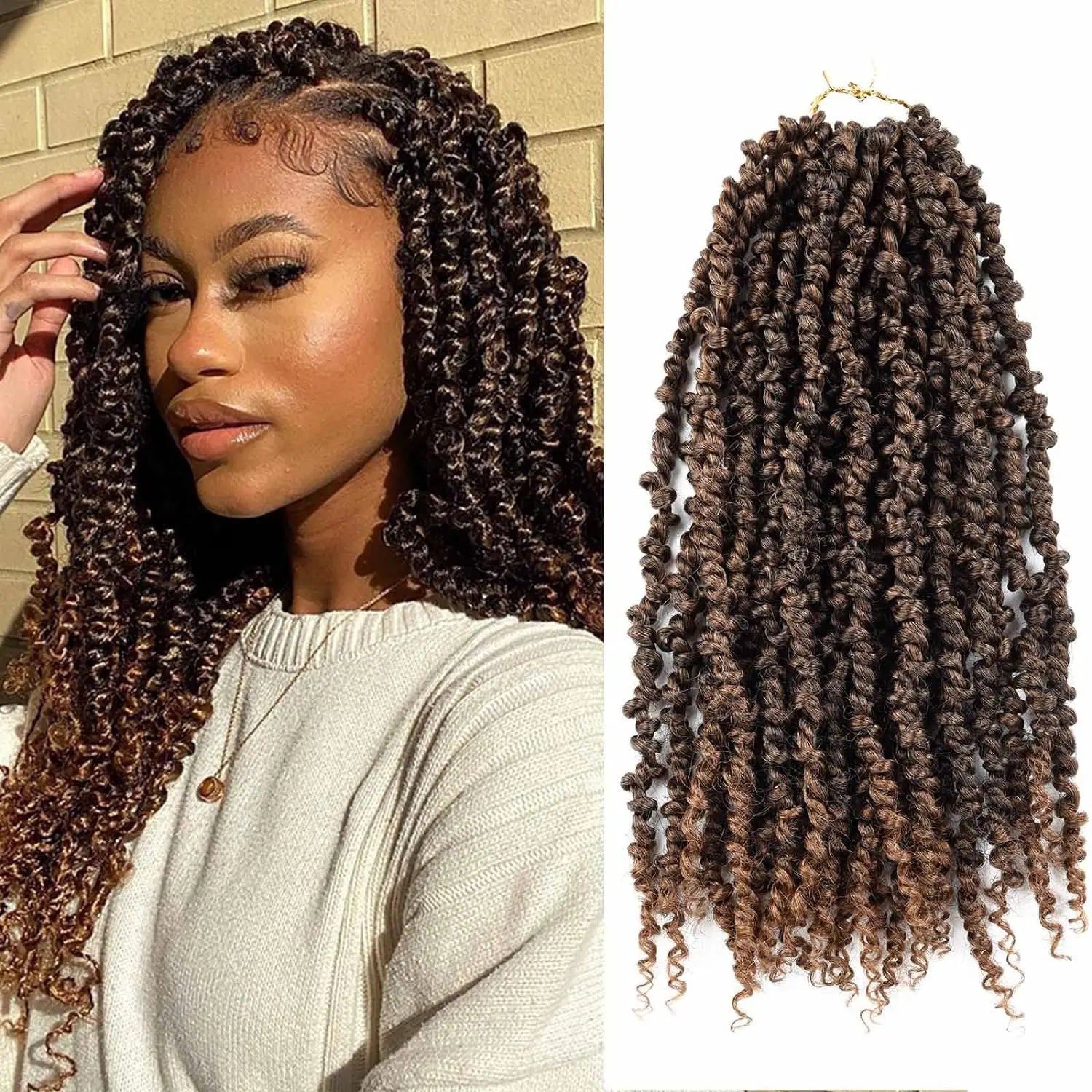18 Inch Synthetic Passion Twists Crochet Hair 12Roots/lot Pre-looped and Pre-Twisted Crochet Braid Hair Extensions for Women