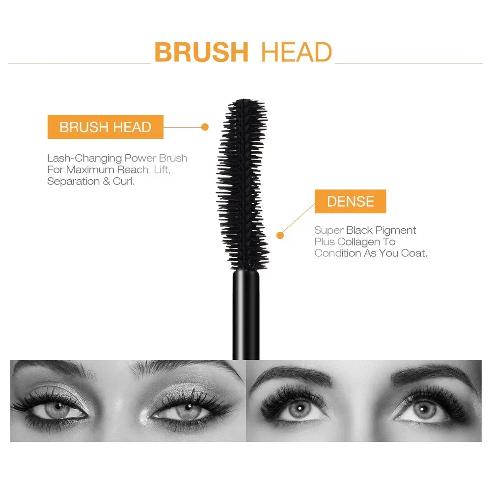 3D Black Mascara For Lengthening Eyelashes Long Lasting Waterproof Volumizing Gold Brush Makeup Beauty Eye Lashes
